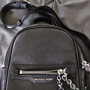 Michael Kors Black Leather Mini Backpack